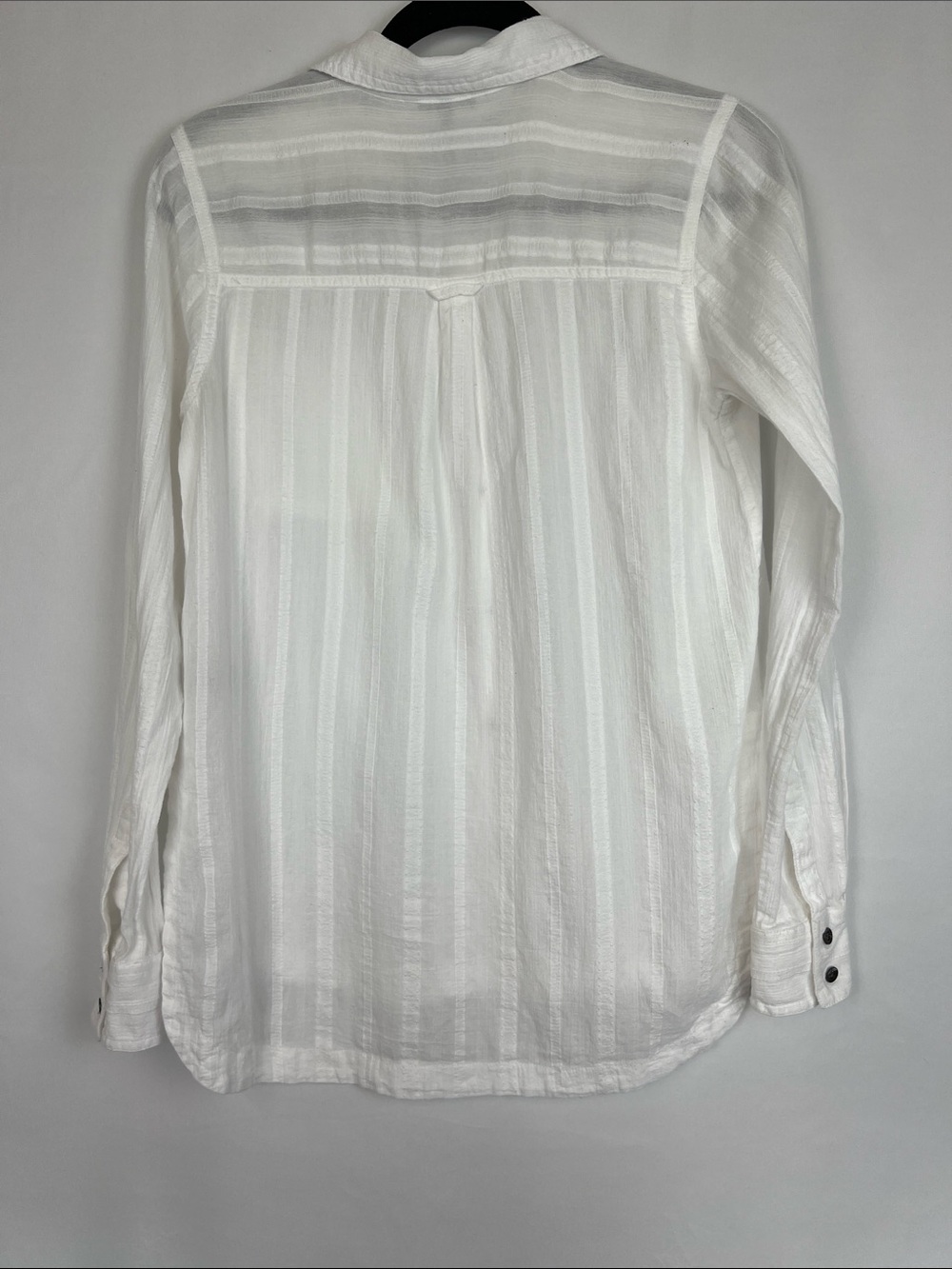 BKE White Vertical Stripe Button-Down Shirt/ Swim Cover Up Top- Size Small - Picture 6 of 10